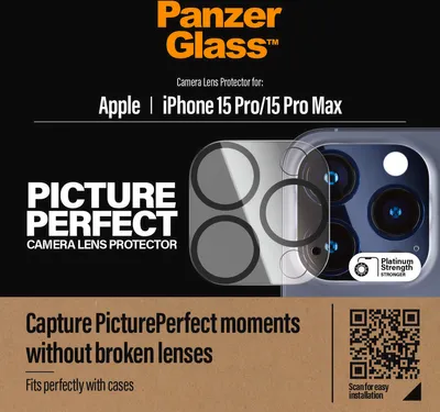 Zdjęcie produktu dla PanzerGlass PicturePerfect ochrona kamery dla Apple iPhone 15 Pro | 15 Pro Max Nowość