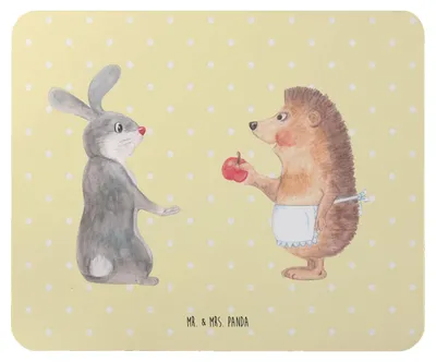 Produktbild von Mr. & Mrs. Panda Mauspad Hase Igel - Gelb Pastell - Geschenk, Mouse Pad, computer mousepad, Lustige Sprüche, mausteppich, und, mousematte, Trösten, Liebe Spruch