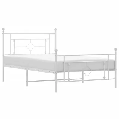Image de vidaXL Cadre de lit avec tête et pied de lit en métal blanc 107x203 cm