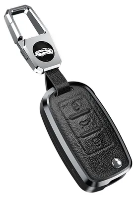 Autoschlüsselhülle Metall+Leder, 3 Tasten, Schwarz, für VW u.a.