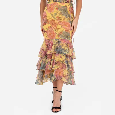 Produktbild von Anaya with Love Women's Midi Dress Ladies Recycled Floral Print Chiffon Metallic