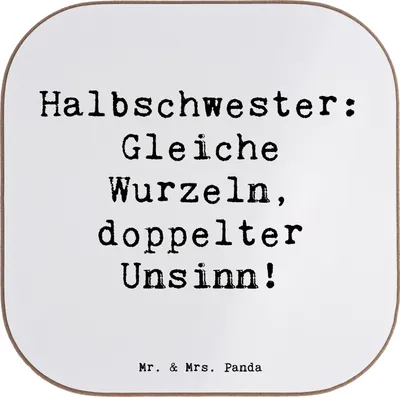 Produktbild von Mr. & Mrs. Panda Personalisierter Bierdeckel Halbschwester Unsinn - Weiß - Geschenk, Personalisiert, Untersetzer, Jubiläen, Freude, Familie, Geschenkideen, Dankeschön