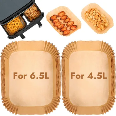 Obrázok produktu pre Pergamenový papier do fritézy, 100 kusov, určený pre fritézu Tefal Dual Easy Fry XXL s dvojitou komorou (11 litrov, 6,5 litra + 4,5 litra)