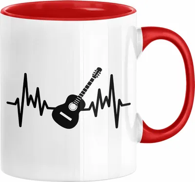 Produktbild von Gitarrist Geschenk Tasse für Gitarrenspieler Männer Geschenkidee Herzschlag Gitarre Kaffee-Becher (Rot)