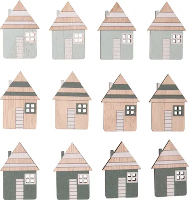 Produktbild von Holz Streuteile "Haus-Mix" mit Klebepunk
