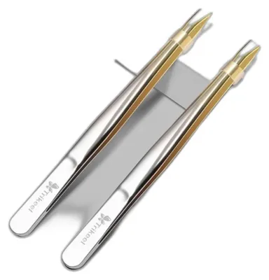 Imagen del producto de INF Pinzas de Precisión Punta Inclinada — Acero Inoxidable, Agarres Ajustados para Cejas y Vello Facial