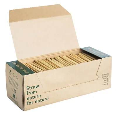 Produktbild von Reedest Trinkröhrl Schilf 6–9 mm L=20cm - Wiederverwendbar - 100 % natürlich, biologisch abbaubar Packung zu 500Stk