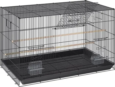Immagine prodotto di Gabbia per uccelli da 30 pollici, gabbie metalliche grandi per parrocchetti, cacatua, piccoli pappagalli, pappagallini, inseparabili, canarini, gabbia per uccelli domestici con supporto su ruote e vassoio