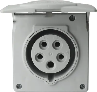 Produktbild von CEE Wandsteckdose mit Klappdeckel Unterputz 16A 5P 400V IP44 Steckdose