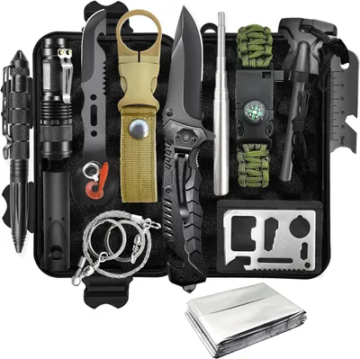 Produktbild von Survival Kit 13-in-1, multifunktionales Notfallset, für Camping
