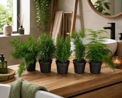 Obrázok produktu pre Okrasná špargľa 5 kusov - cca 35 cm, nenáročná izbová rastlina, Špargľa Zmiešaná na dekoráciu do interiéru, ideálna do domácnosti, productTiles.product.images.aiGenerated