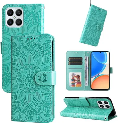 Produktbild von Mobigear Sunflower  HONOR X8 Hülle Klapphülle Geldbörse - Grün