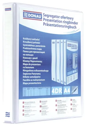 Produktbild von DONAU 2788304PL-09 Präsentationsringbuch Präsentationsordner Ringbuch Präsentation/Weiß / 4-D-Ring-Mechanik-Mechanik DIN A4 Füllhöhe 30 mm/mit