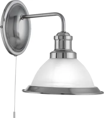 Produktbild von Wandleuchte mit Schalter in Silber Weiß H: 25 cm Metall Glas E27 Jugendstil Wandlampe