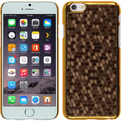 Produktbild von PhoneNatic Case kompatibel mit Apple iPhone 6 Plus / 6s Plus - Hülle braun Hexagon Hard-case + 2 Schutzfolien