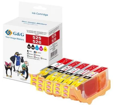 Immagine prodotto di G&G 14789 G&G Druckerpatronen 5er Set für Canon PGI-525BK+CLI-526