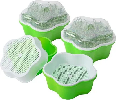 Immagine prodotto di Vassoi per germinazione con coperchio - Vassoi per coltivazione idroponica - 4 pezzi - 16 cm