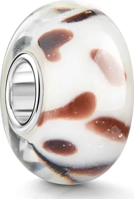 Produktbild von MATERIA by Matthias Wagner Glas Bead weiß braun für Beads Kette / Armband 1149
