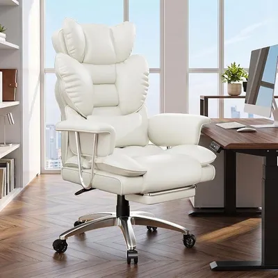 Imagen del producto de Silla de oficina, sillón ergonómico para ejecutivos con reposapiés extensible