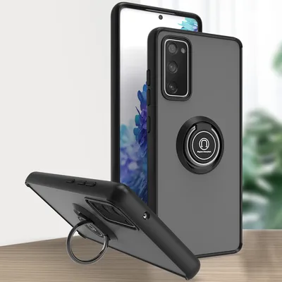 Produktbild von Samsung S20 FE Hülle, Ring Halter Ständer Matte Transluzent TPU Rahmen Stoßfest Schutzhülle für Samsung Galaxy S20 FE 5G/S20 FE 2022 Schwarz