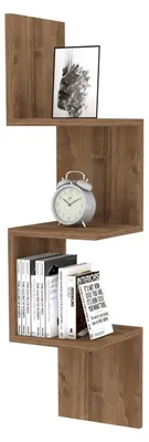 Image de Étagère murale en bois « Zikzak » - 25 x 25 x 105 cm - noyer