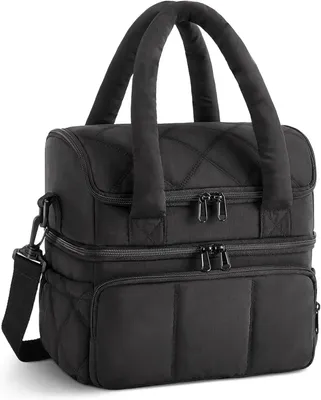 Immagine prodotto di Borsa termica, borsa per il pranzo isolata, a doppia parete, a prova di perdite, nera, per l'ufficio