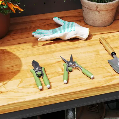 Produktbild von Gartenscheren Set 2-teilig Bypass-Schere Astschere, Gartenset Edelstahlklingen TPR-Griff, Grün | 16,5 x 4,5 cm | 0,17 kg | rostfrei