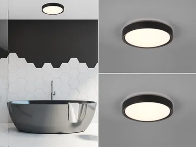 Produktbild von LED Deckenleuchte Set Schwarz Ø33cm Lampe für Badezimmer, Gäste WC & Feuchträume