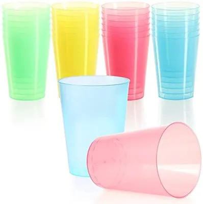 Produktbild von Famanu Trinkbecher wiederverwendbar für Feiern, Camping und unterwegs - Kunststoffgläser in verschiedenen Farben