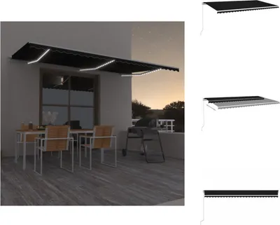Produktbild von vidaXL Markise Manuell Einziehbar mit LED 600x350 cm Anthrazit -  Markisen