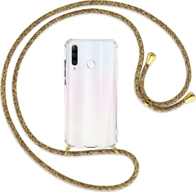 Produktbild von Handykette Backcover-Schutzhülle mit Band (Metall goldfarben) für Huawei P30 Lite - braun+beige