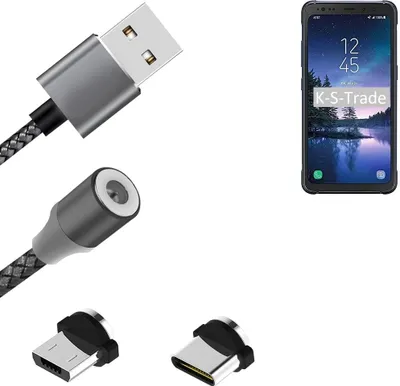 Produktbild von K-S-Trade Hochwertiges Magnet-Lade-kabel Sync-Kabel Daten-Kabel für Samsung Galaxy S8 Active mit USB-Typ-C-Anschluss und Micro-USB-Anschluss 2A bis