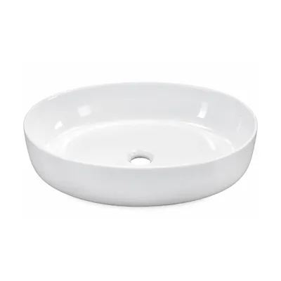 Produktbild von VBChome Waschbecken 55 x 42 x 14 Keramik Weiß Oval Aufsatzwaschbecken Gäste WC