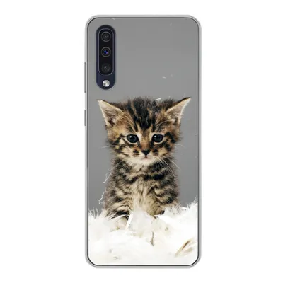 Produktbild von MuchoWow® Handyhülle Schutzhülle Hülle für Samsung Galaxy A30s Katze - Kätzchen - Federn Silikon Softcase Handy Hülle - Karteninhaber