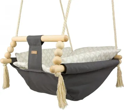 Produktbild von Graue Babywippe, cremefarben kariert