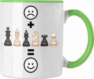 Produktbild von Trendation - Schach Tasse Geschenk für Schach-Spieler Geburtstag Lustige Geschenkidee :( + Schach = :) (Grün)