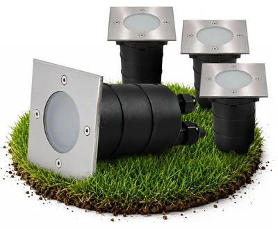 Produktbild von SSC-LUXon 4x MADON Bodeneinbauleuchte IP67 quadratisch - mit GU10 Fassung - Außenleuchte Bodenlampe befahrbar durchschleifbar (ohne Leuchtmittel)