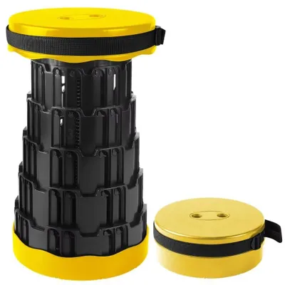 Image de Tabouret télescopique pliable - Lot de 2 tabourets de camping ronds - Réglable en hauteur de 9 à 43,5 cm - Capacité de charge : 200 kg - Diamètre de l'assise : 25 cm - Plastique PP - Couleur C