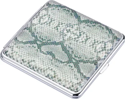 Produktbild von ZIGARETTENETUI "Schlangenhaut" für 20 Zigaretten Glitzer Leder Zigarettenbox Etui Zigarettendose Dose Box Case Geschenk 33 (Weiss)
