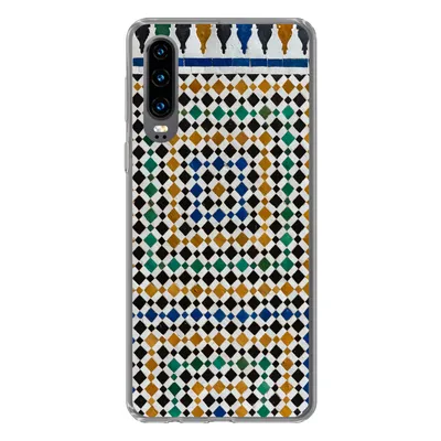 Produktbild von MuchoWow® Handyhülle Schutzhülle Hülle für Huawei P30 Ein marokkanisches Mosaik, das wie eine Art Labyrinth aussieht Silikon Softcase Handy Hülle - Kartenbesitzer