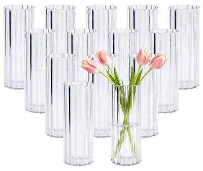 Produktbild von 15 Stück Transparente Zylinder Vasen für Blumenarrangements