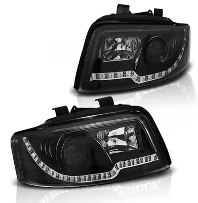 Productafbeelding van LED-dagrijverlichting, designkoplampen, geschikt voor Audi A4 B6 (bouwjaar 2000-2004), zwart