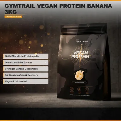 Produktbild von GYMTRAIL® Veganes Eiweißpulver aus Erbsenprotein 500g | Pflanzliches Proteinpulver mit essenziellen Aminosäuren | Ohne Soja und Süßungsmittel mit Birkenzucker | Strawberry- Cream