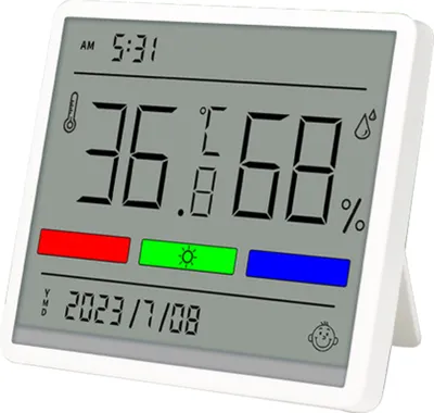 Obrázok produktu pre Digitálny vnútorný teplomer a vlhkomer s LCD displejom, zobrazením teploty a vlhkosti vzduchu, hodinami a dátumom, indikátorom komfortu, prepínateľný °C/°F