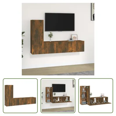 Produktbild von The Living Store 3-tlg. TV-Schrank-Set Räuchereiche Holzwerkstoff