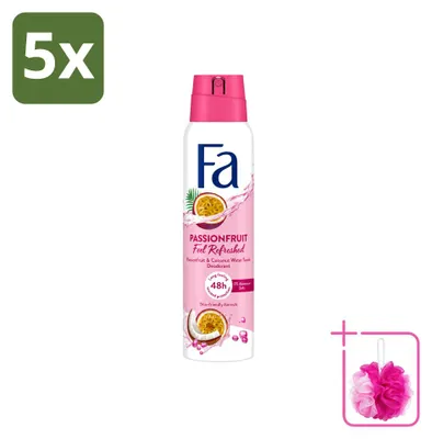 Imagen del producto de 5 aerosoles desodorantes Fa, aroma a maracuyá, 150 ml - Paquete ahorro - 5 unidades