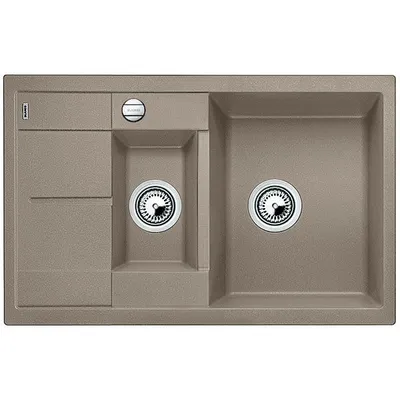 Zdjęcie produktu dla BLANCO METRA 6 S Compact, Zlew zamontowany na szczycie, Prostokątny, Szary, 2 mis(y), Prostokątny, 345 x 430 mm