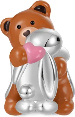 Produktbild von Gnoce Bär umarmt Hase Charm IOC058 Silber