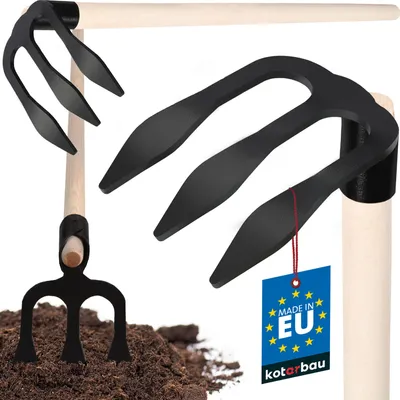 Produktbild von KOTARBAU® Kartoffelhacke mit 3 Zinken Holzstiel 90 cm Landwirtschaftliches Werkzeug