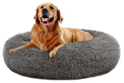Immagine prodotto di Cuccia per cani a forma di ciambella, realizzata in morbido poliestere